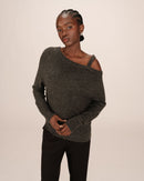 Samantha Anthracite Asymmetrical Sweater