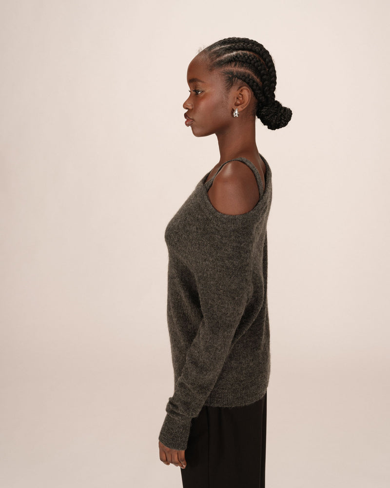 Samantha Anthracite Asymmetrical Sweater