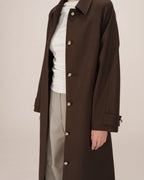 Trench Long Boutons Dorés Chocolat Scott