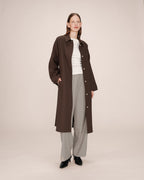 Trench Long Boutons Dorés Chocolat Scott