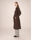 Long Trench Coat with Gold Buttons Chocolate Scott