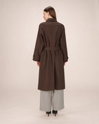 Trench Long Boutons Dorés Chocolat Scott