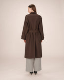 Long Trench Coat with Gold Buttons Chocolate Scott