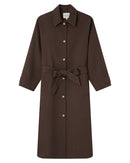 Long Trench Coat with Gold Buttons Chocolate Scott