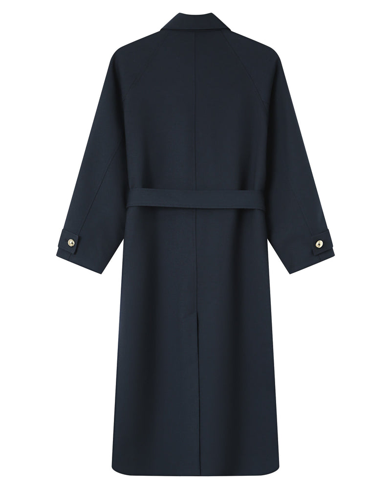 Gabardina Larga con Botones Dorados Azul Marino Scott