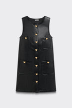 Faux Leather Dress - Black