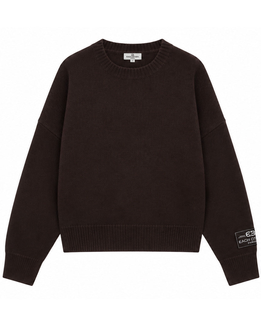 Pull À Col Rond En Maille Mélangée - Marron