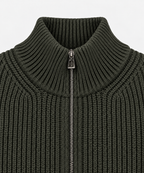 Ribstrikket Cardigan Med Lynlås - Sort
