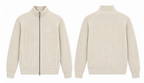 Gilet Zippé En Maille Côtelée - Blanc Cassé