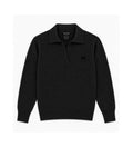 Jersey Polo De Lana Bordado - Negro