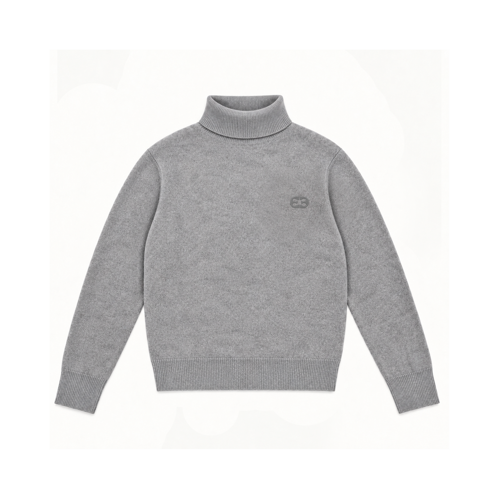 Maglione Dolcevita In Lana Ricamato - Grigio