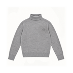 Maglione Dolcevita In Lana Ricamato - Grigio
