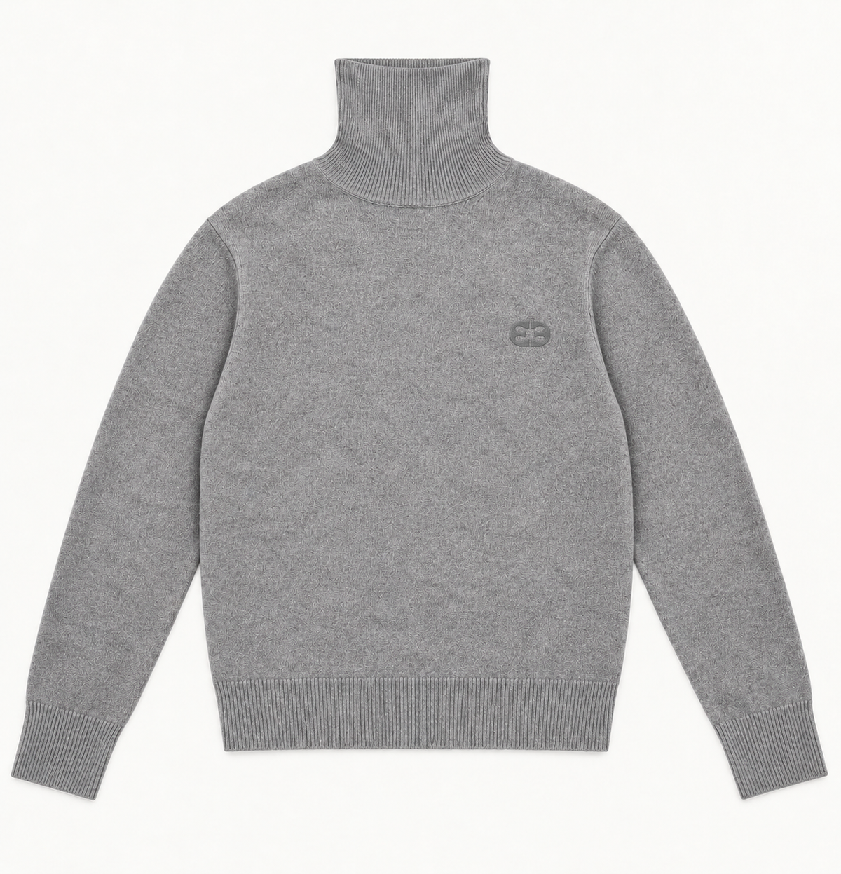 Maglione Dolcevita In Lana Ricamato - Grigio