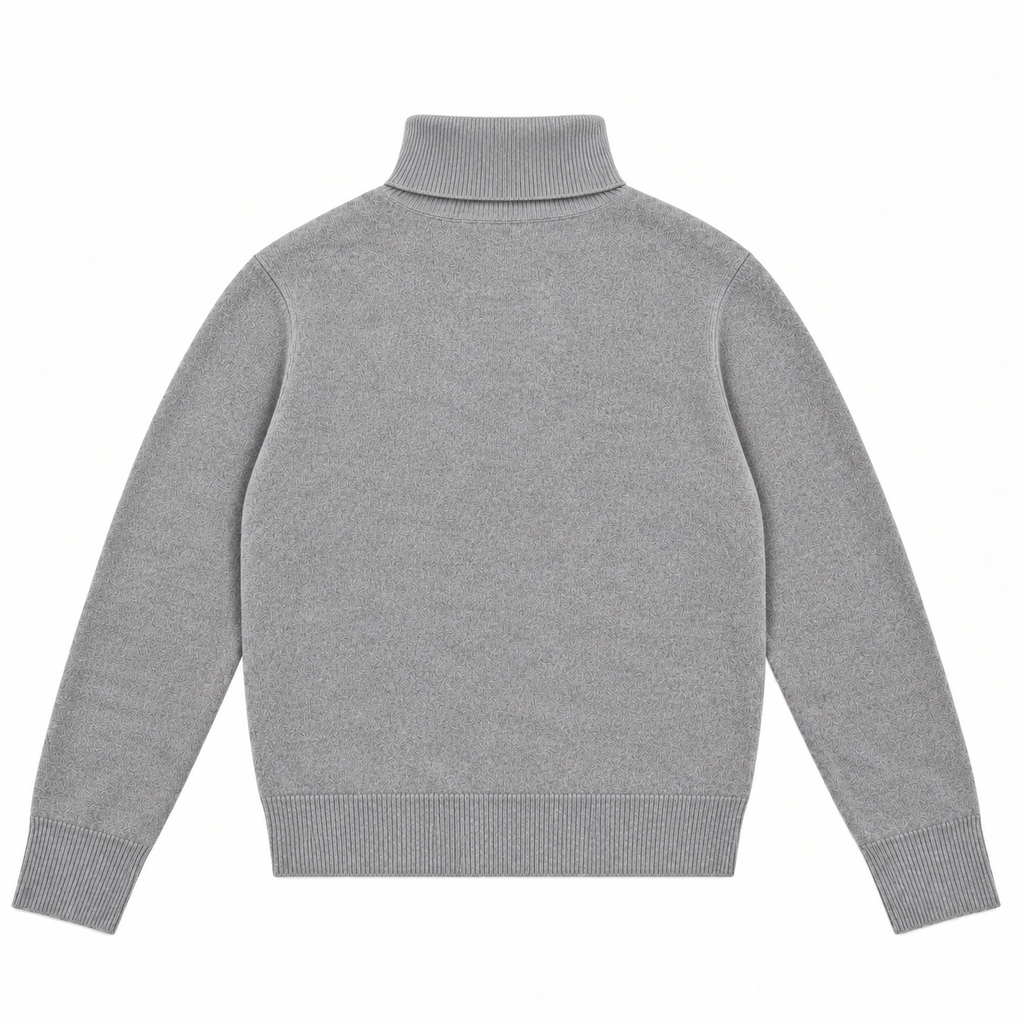 Maglione Dolcevita In Lana Ricamato - Grigio