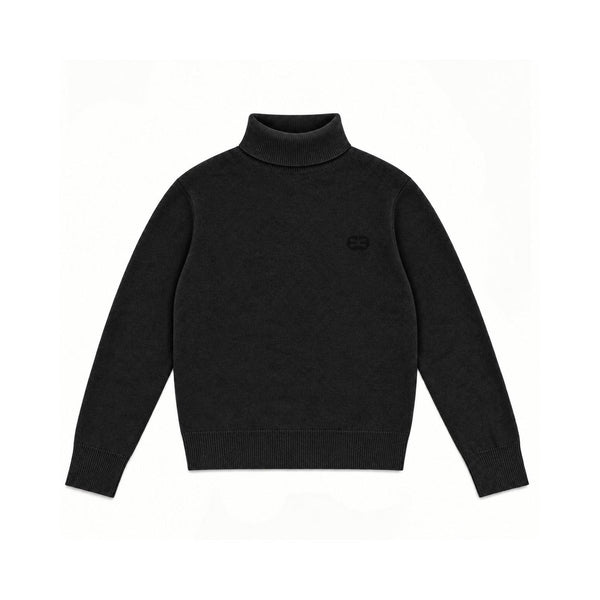 Pull À Col Roulé En Laine Brodée - Noir