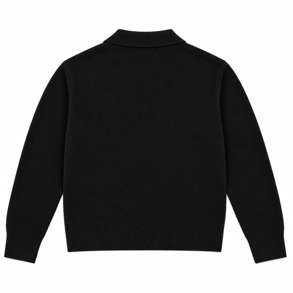 Jersey Polo De Lana Bordado - Negro