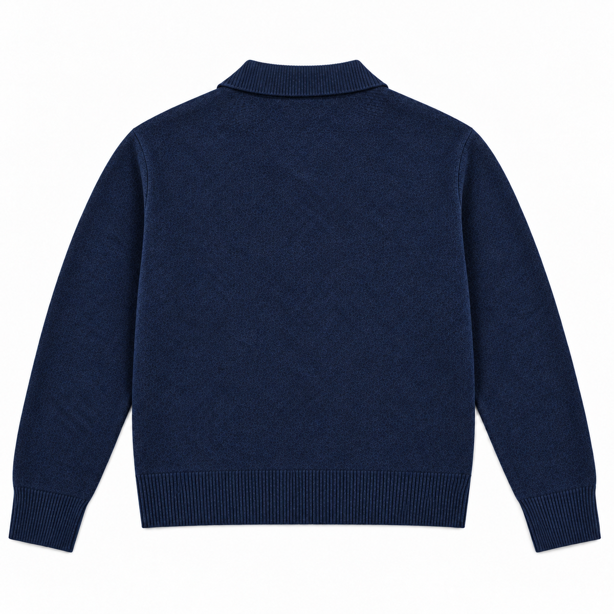 Polo En Maille De Laine À Boutons - Bleu Marine