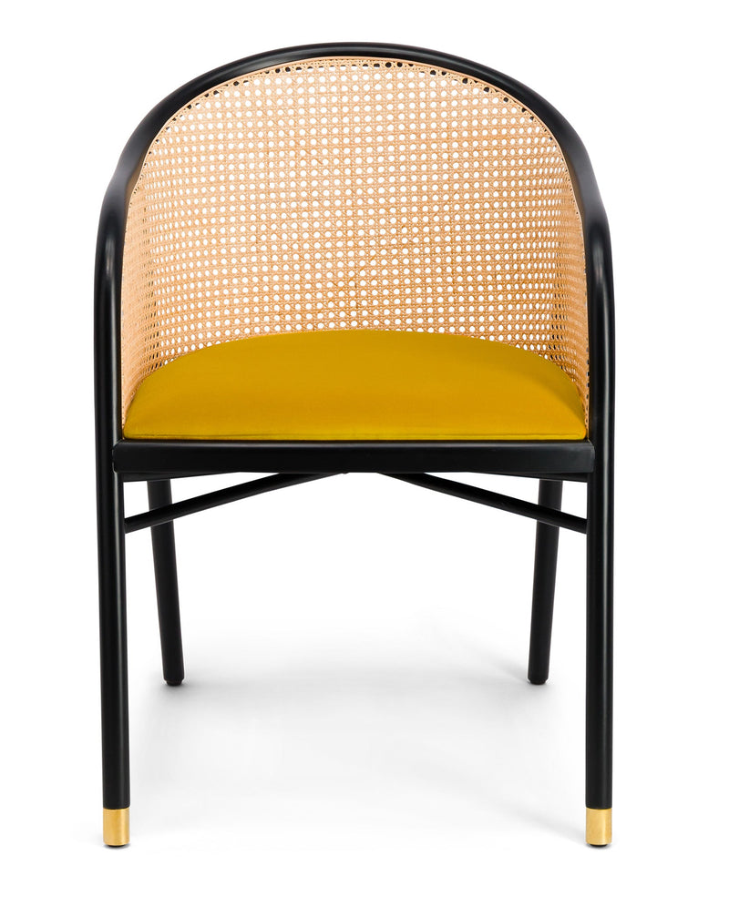 Fauteuil - Cavallo - Velours - Noir Et Jaune