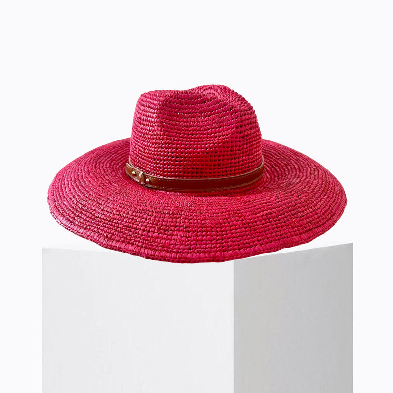 Chapeau Fedora Raphia Fushia