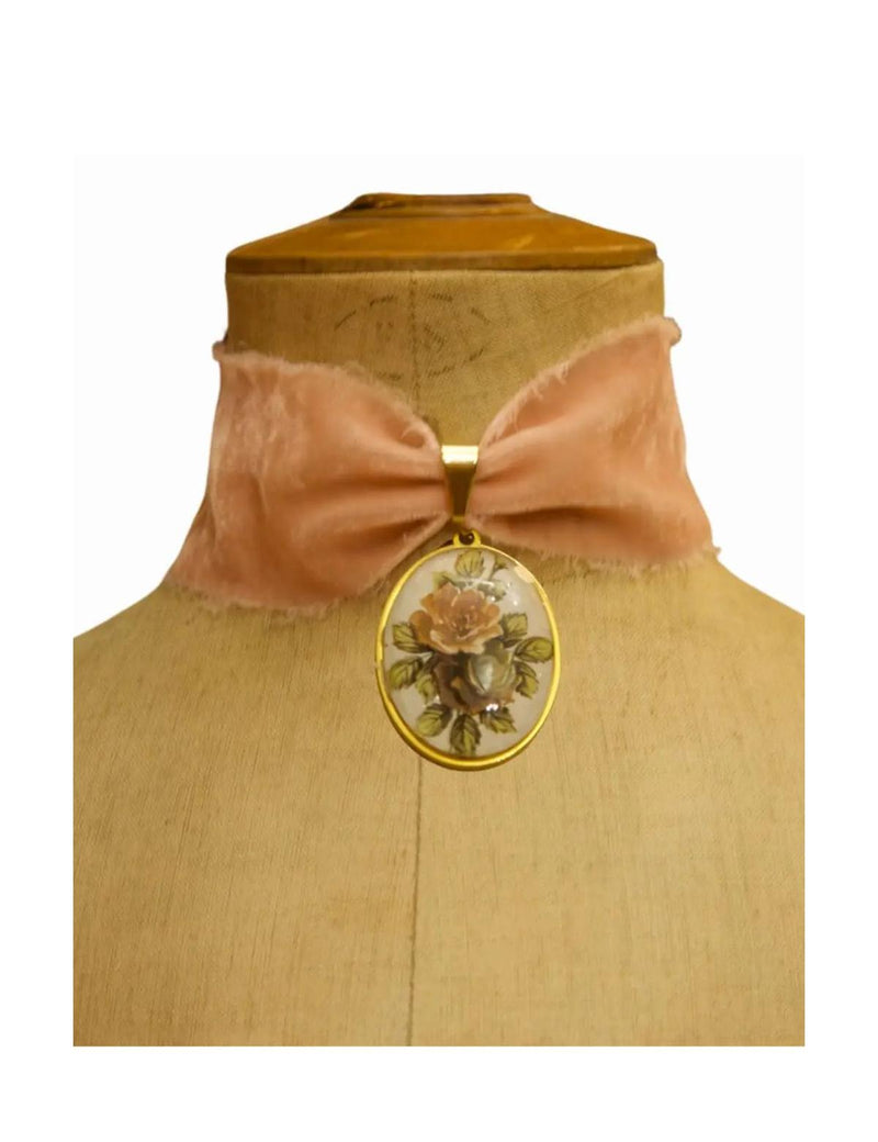 Choker Velours De Soie - Cabochon - 4 Modèles