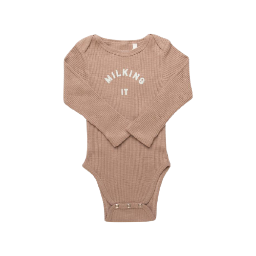 Claude & Co - Body de algodón orgánico 'Milking It' Clay