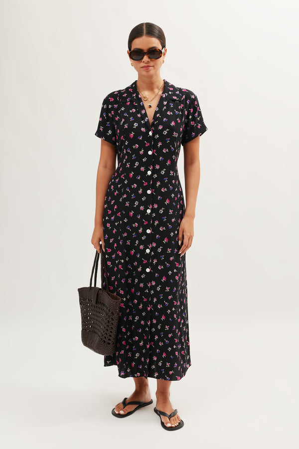 Florrie French Ditsy Black Dress