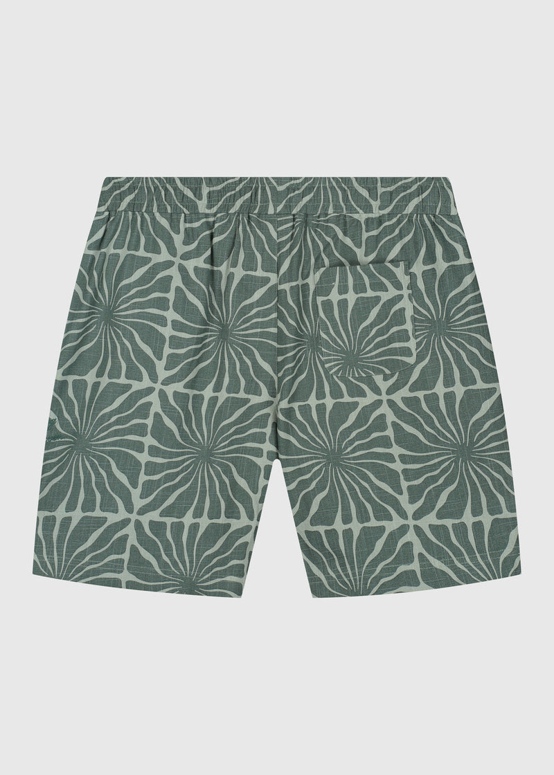 Shorts flameados de flores - Verde