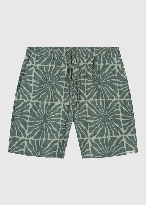 Shorts flameados de flores - Verde
