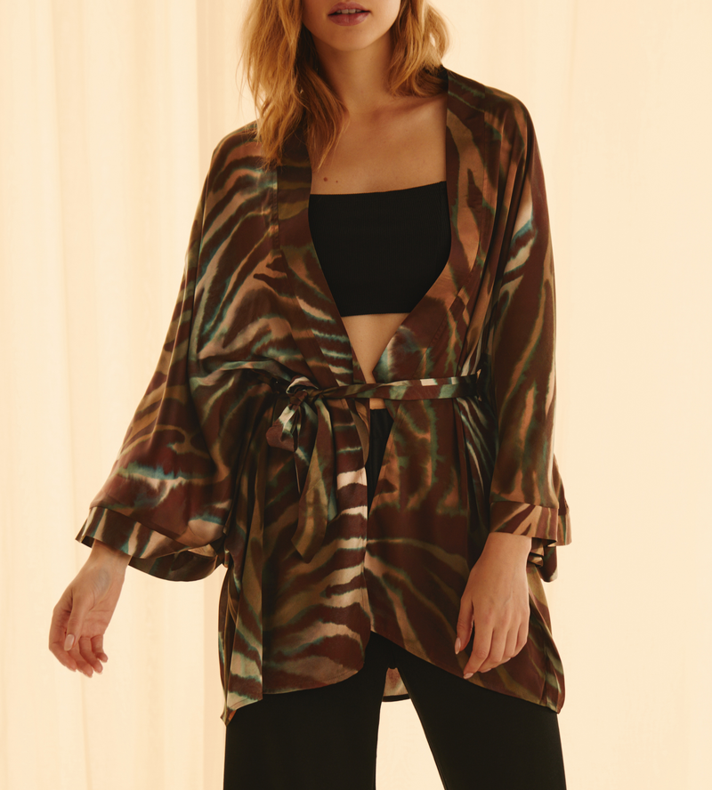 Kimono Brown Zebra Motif