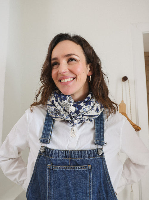 Foulard Adulte Bleu En Lurex 100 Cm