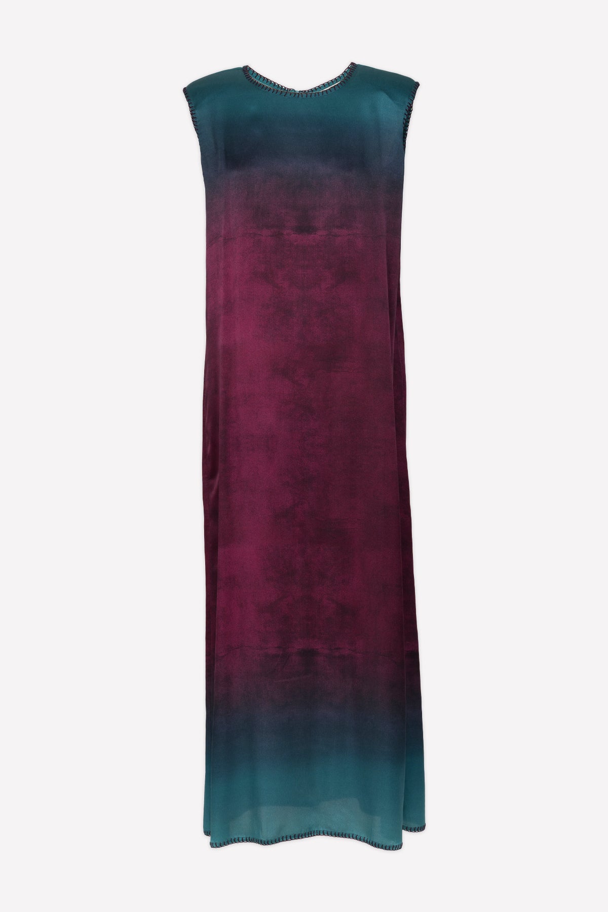 Michonet – Robe Bicolor, ærmeløs lang kjole med farveovergang fra grøn til lilla