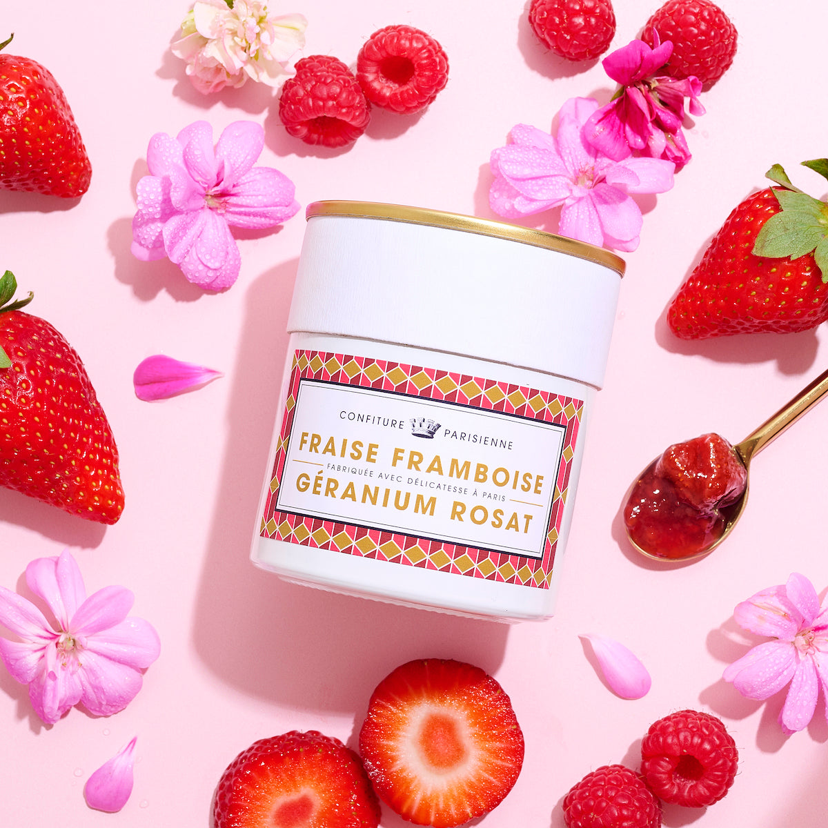 Strawberry, Raspberry and Geranium Jam