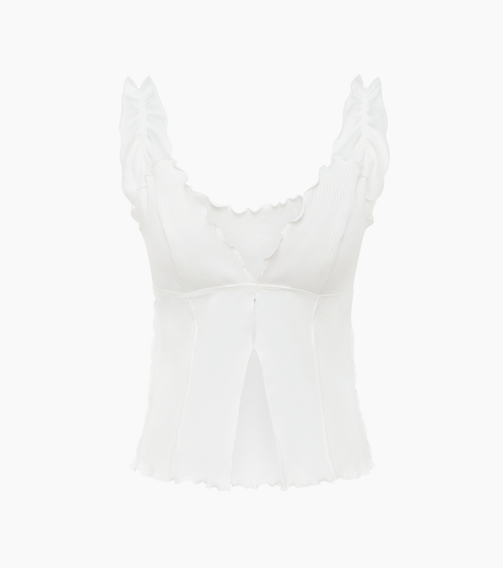 Top Corto Ondulado En Blanco