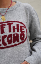 Robin Gray Sweater With Burgundy Inscription