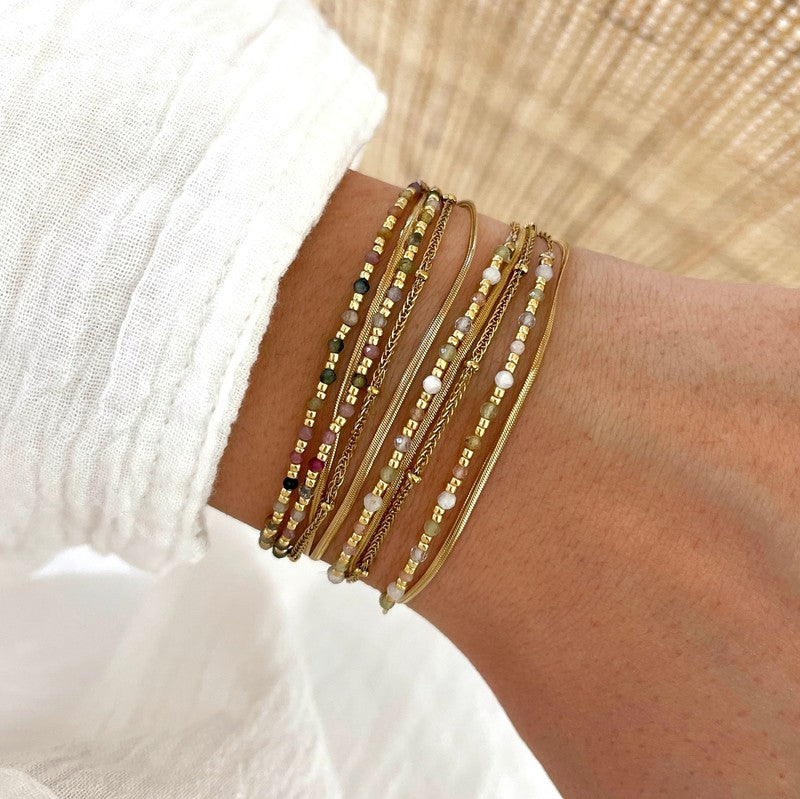 Bracelet "Milo" tourmaline acier-Bracelets-Instants Plaisirs • Bijoux-Instants Plaisirs | Bijoux
