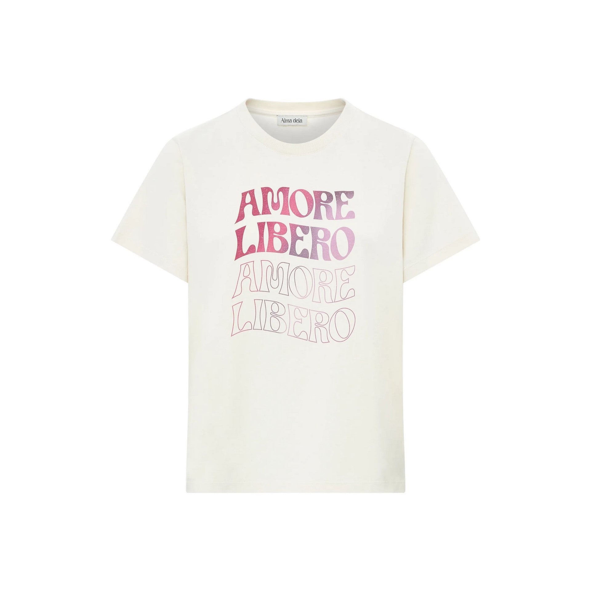 Alma Deia - Amore Libero Printed Organic Cotton T-Shirt - Off White - Women