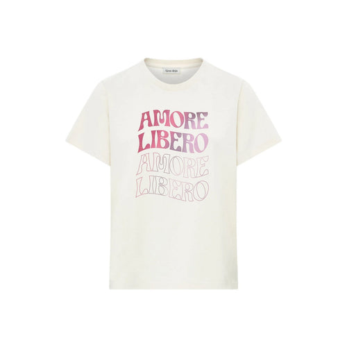 Alma Deia - T-Shirt Imprimé Amore Libero Coton Bio - Blanc Cassé - Femme