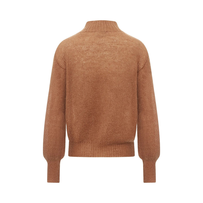 Alma Deia - Pull Col Cheminé Mohair - Marron - Femme