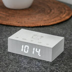 Reveil Flip Click - Bouleau Naturel Blanc