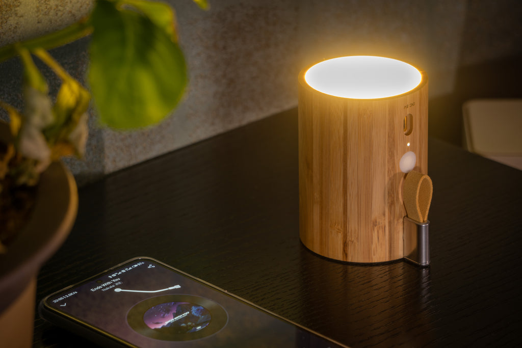 Enceinte Bluetooth Drum Light - Bambou Naturel