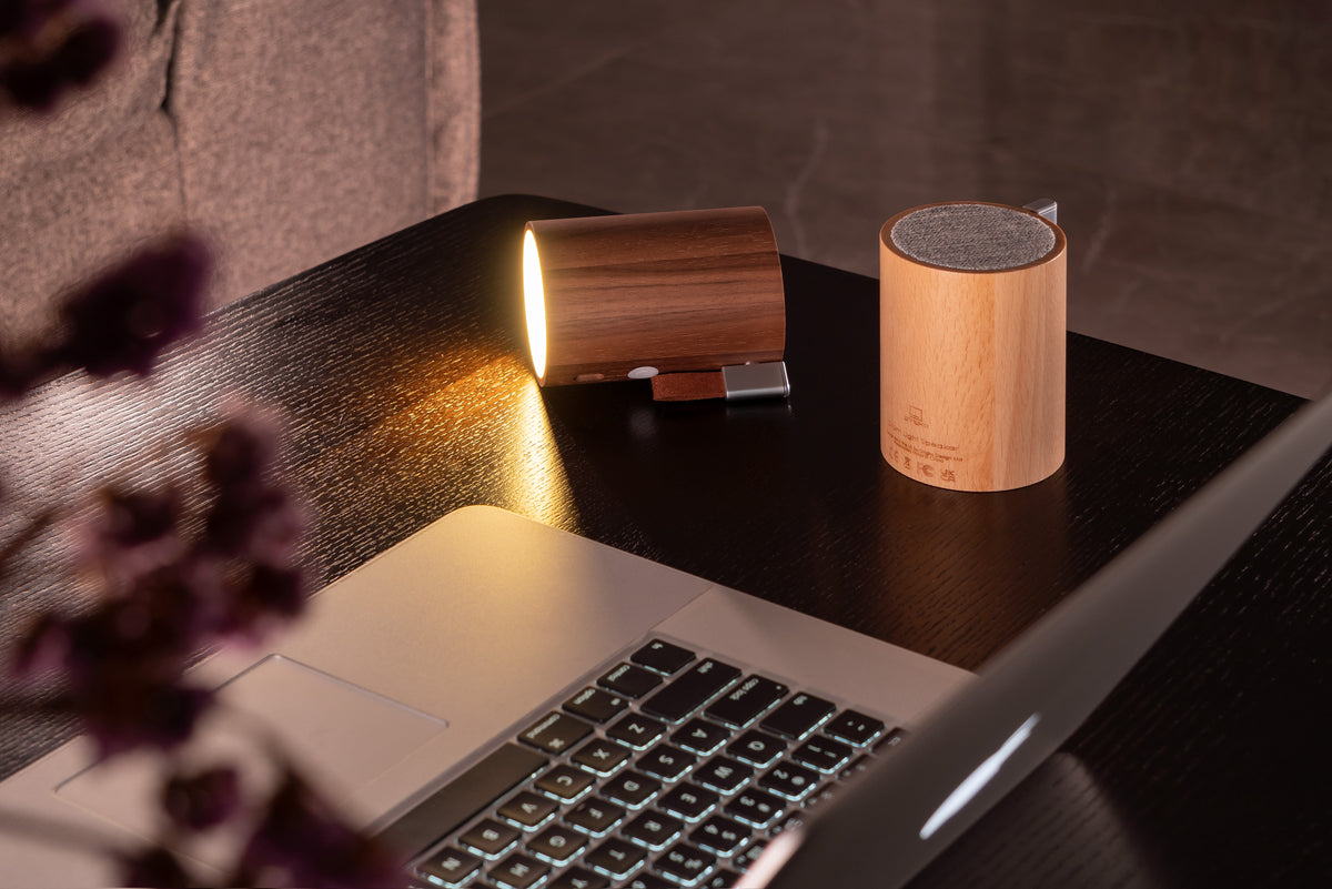Drum Light Bluetooth Speaker - Natural Walnut