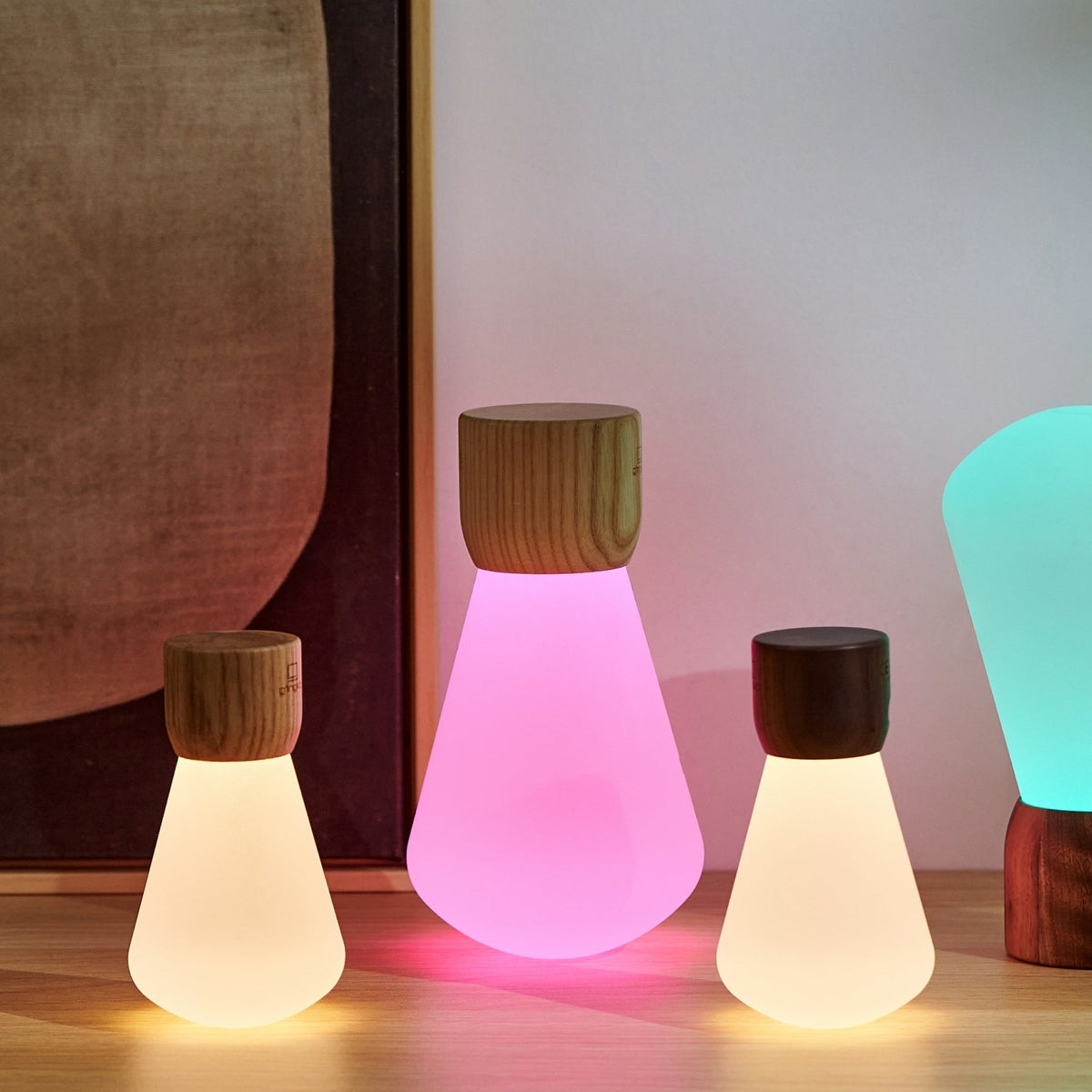 Lampe Ampoule Pentagon - Noyer Naturel - 2 Tailles