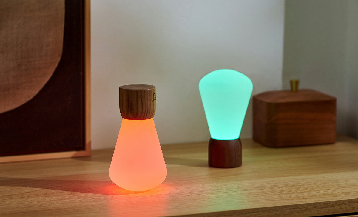 Lampe Ampoule Pentagon - Noyer Naturel - 2 Tailles