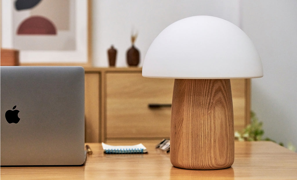 Lampe Champignon Alice - Frêne Blanc - 2 Tailles