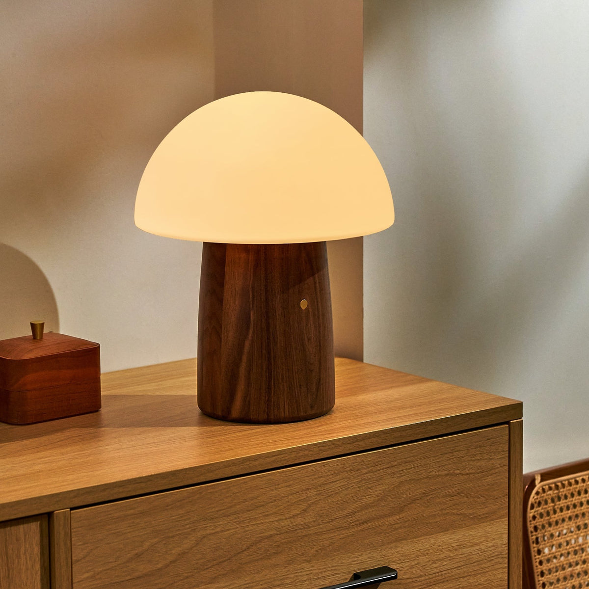 Lampe Champignon Alice - Noyer Naturel - 2 Tailles