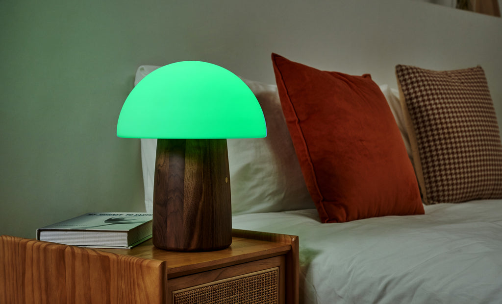 Lampe Champignon Alice - Noyer Naturel - 2 Tailles