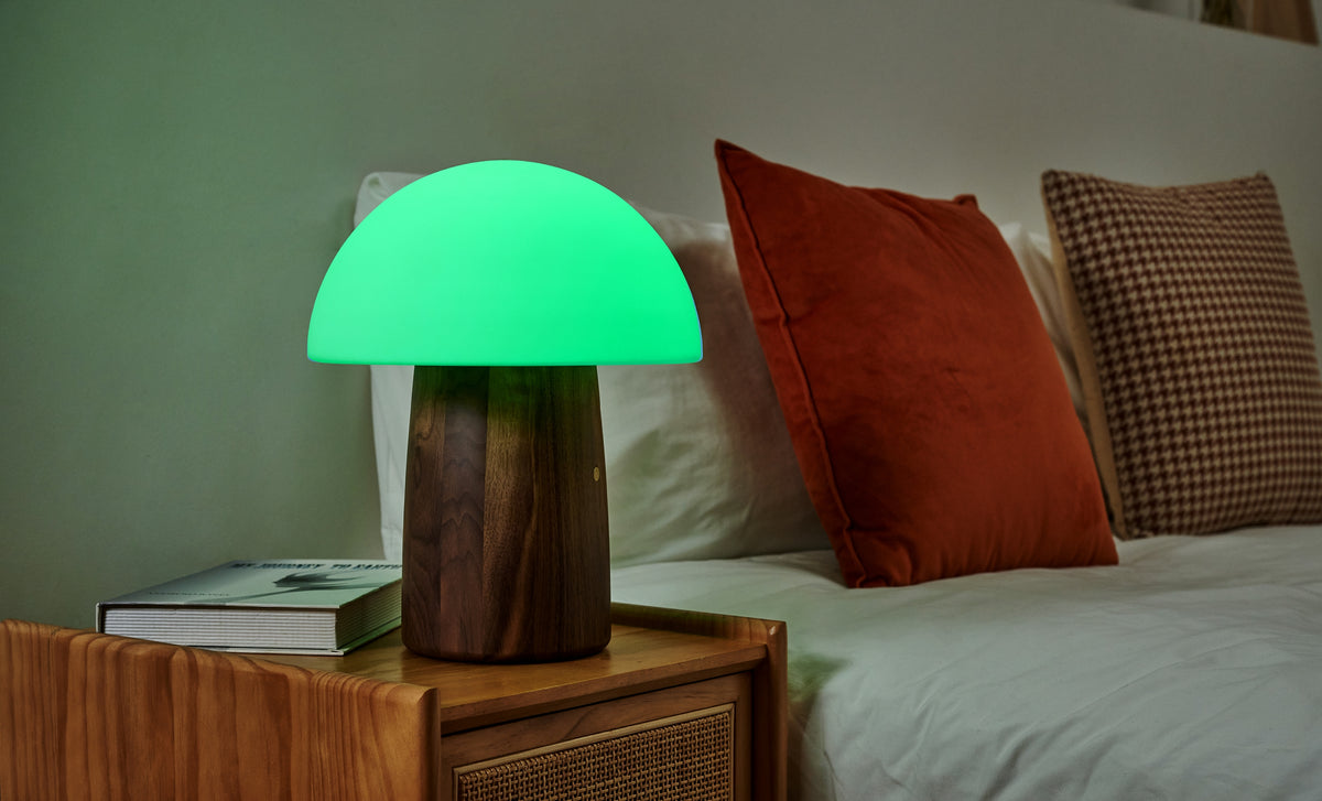 Lampe Champignon Alice - Noyer Naturel - 2 Tailles