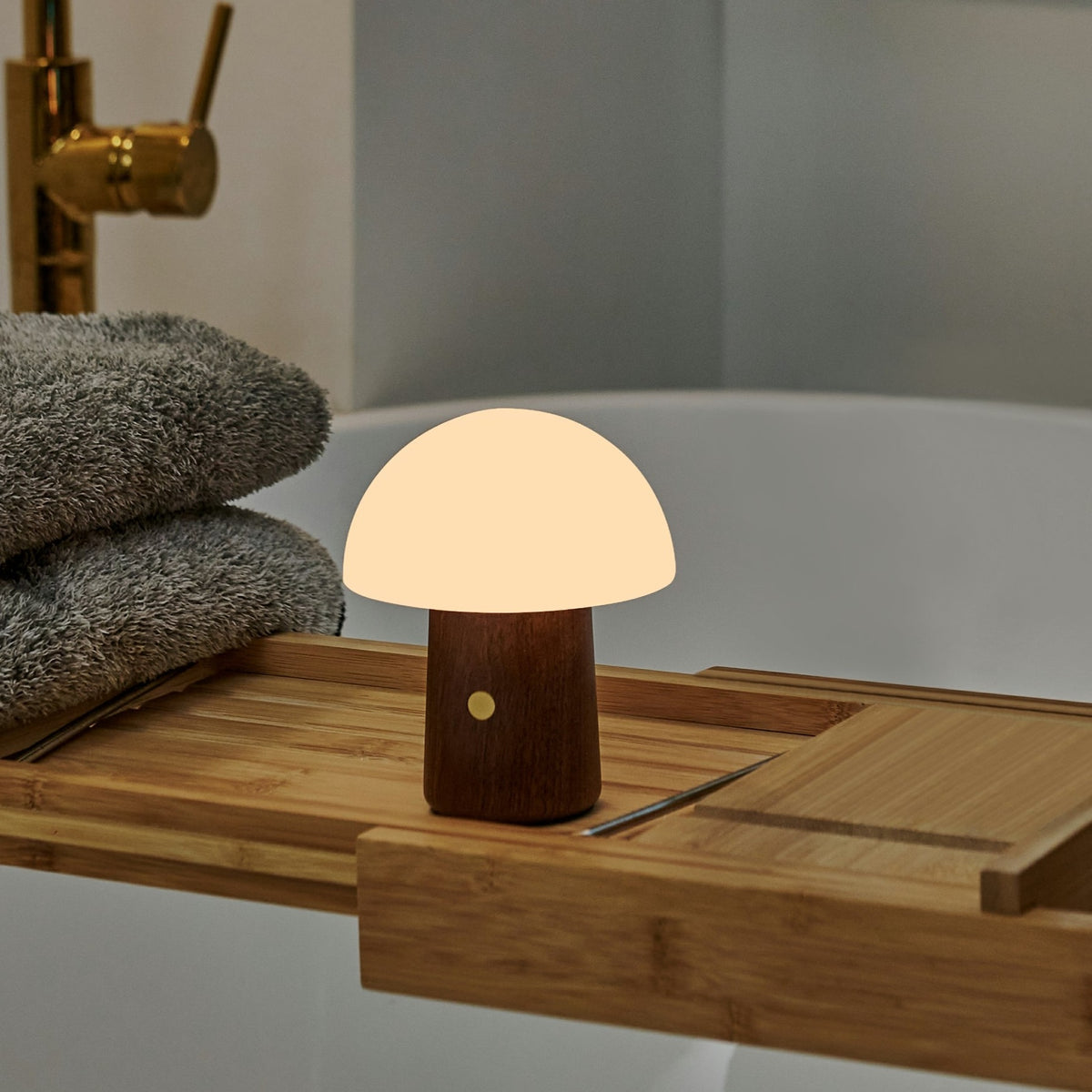 Lampe Champignon Alice - Noyer Naturel - 2 Tailles