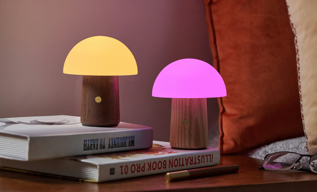 Lampe Champignon Alice - Noyer Naturel - 2 Tailles