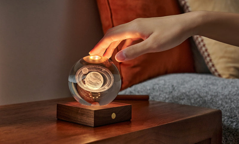 Diseño Gingko - Luz de cristal ámbar - Saturno